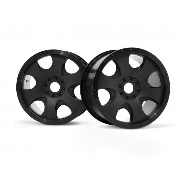 WARLOCK WHEEL BLACK (83X56MM/2PCS) SAVAGE X/FOR 17MM HEX WHE HPI
