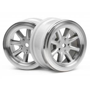 VINTAGE 8 SPOKE WHEEL 26mm MATTE CHROME 0mm OFFSET Must use HPI