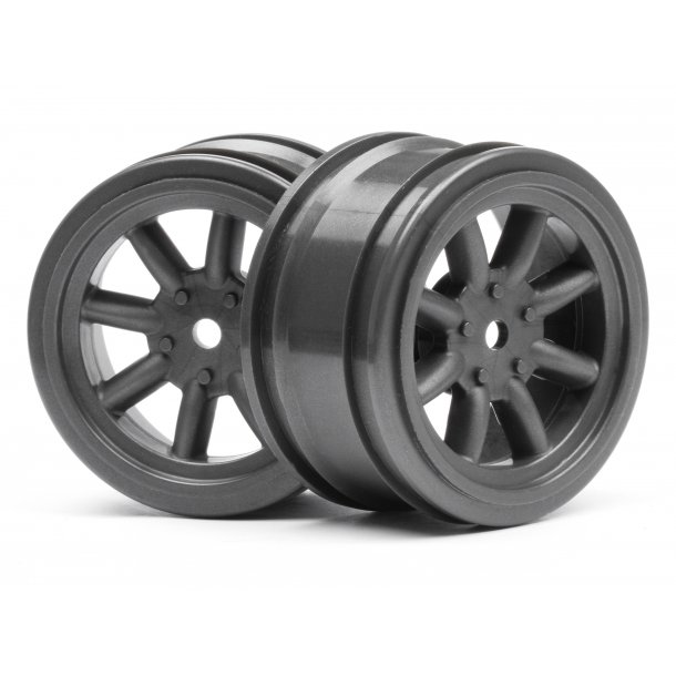 VINTAGE 8 SPOKE WHEEL 26mm GUNMETAL 0mm OFFSET Must use with HPI