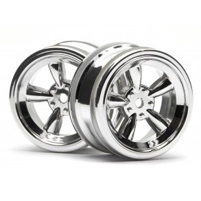 VINTAGE 5 SPOKE WHEEL 26MM SHINY CHROME(0MM OFFSET) MUST USE HPI