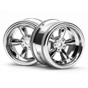 VINTAGE 5 SPOKE WHEEL 31MM SHINY CHROME (6MM OFFSET) MUST US HPI