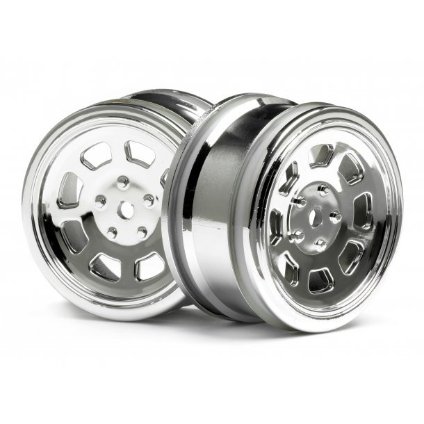 VINTAGE STOCK CAR WHEEL 26mm Shiny Chrome (0mm OFFSET) Must HPI