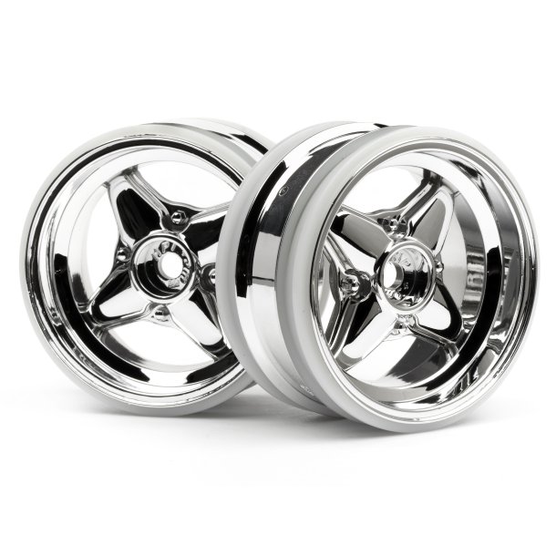 MX60 4 SPOKE WHEEL CHROME (3mm OFFSET/2pcs) CUP RACER 1M/Swi HPI