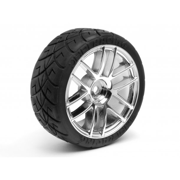 MOUNTED X-PATTERN TYRE D COMPOUND SPLIT 6 CHROME GLUED/INCLU HPI