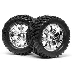 MOUNTED GOLIATH TIRE 178X97MM ON TREMOR WHEEL CHROME HPI