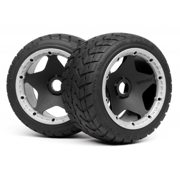 MOUNTED TARMAC BUSTER RIB TIRE M COMPOUN HPI