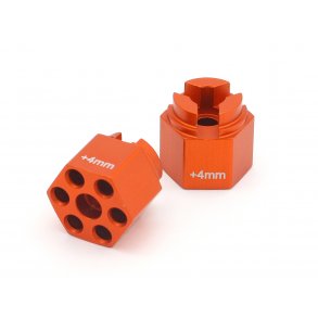 ALUMINUM HEX HUB (4mm OFFSET/ORANGE/2pcs) CUP RACER 1M/MACHI HPI