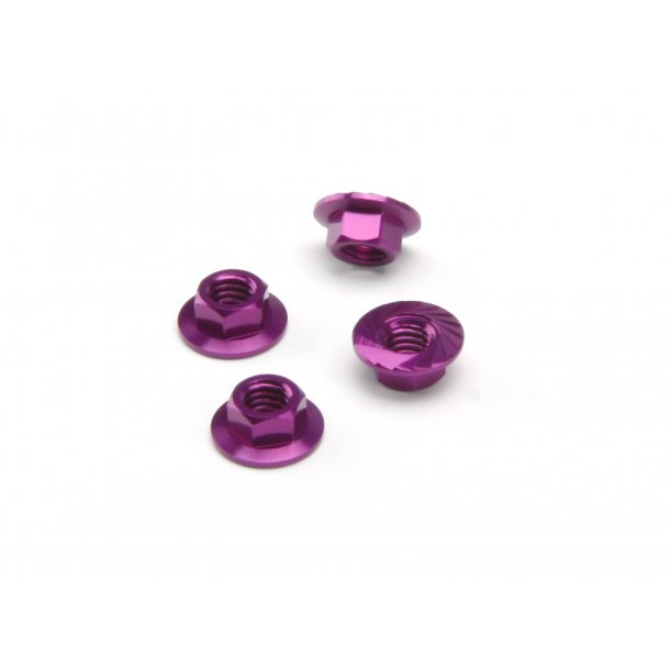 SERRATED FLANGE NUT M4 (PURPLE/4pcs) Flanged nut for use wit HPI