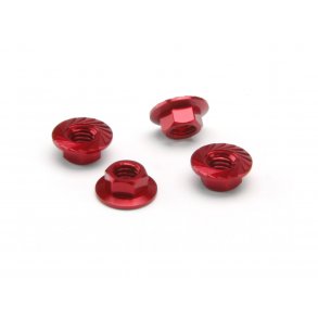 SERRATED FLANGE NUT M4 (RED/4pcs) Flanged nut for use with M HPI