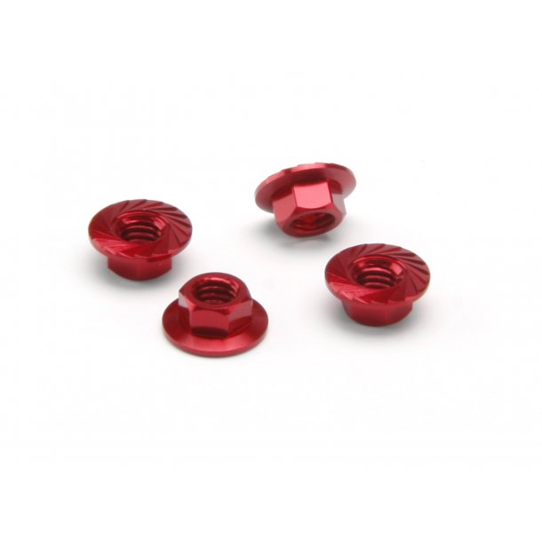 SERRATED FLANGE NUT M4 (RED/4pcs) Flanged nut for use with M HPI