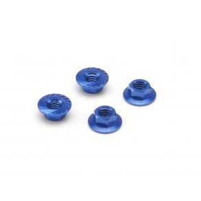 SERRATED FLANGE NUT M4 (BLUE/4pcs) Flanged nut for use with HPI