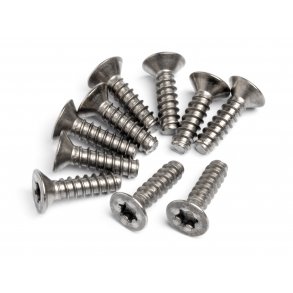 TITANIUM TP. FLAT HEAD SCREW M4x15mm (10pcs) T20 TORX/Use 23 HPI