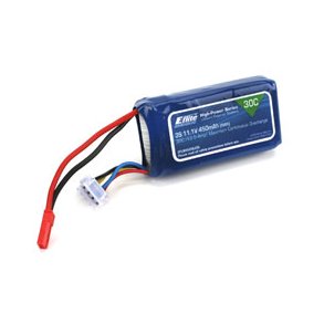 450mAh 3S 11.1V 30C LiPo; 18AWG JST E-Flite