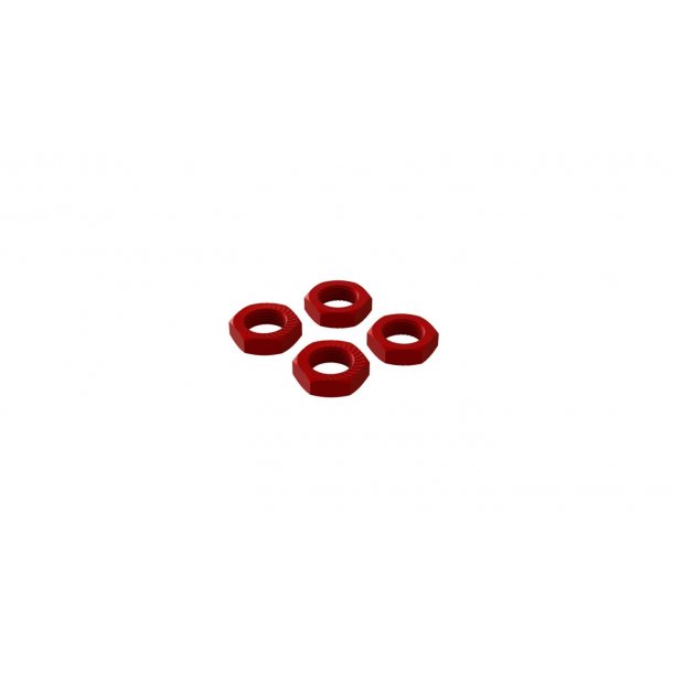 Aluminum Wheel Nut, 17mm Red (4)