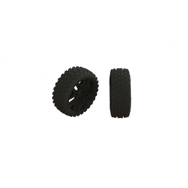 2HO Tire Set Glued, Black (2)