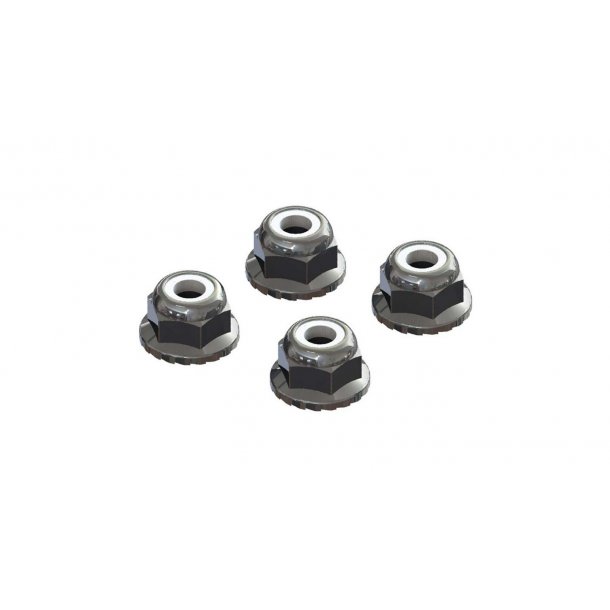 Flanged Nyloc Locknut 4mm, Silver (4) (AR708008)
