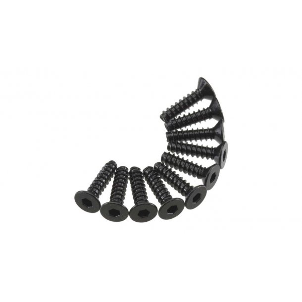 Hex Socket Tap Flat Head M3x12mm Black (10)