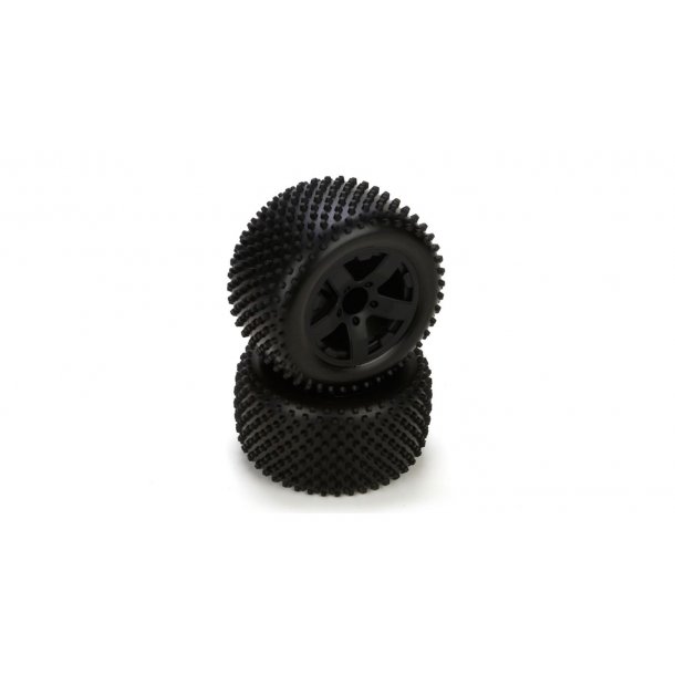 Rear Tire, Premount, Black Wheel (2): 1/10 2WD Circuit