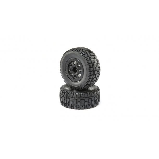 Front and Rear Wheel with Premounted Tire, Black (2): 1/10 2WD 4WD Torment