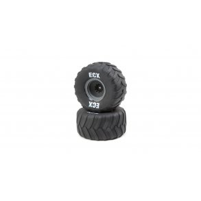 Right/Left Premounted Tire, Gray Wheel (2): 1/10 2WD Axe MT