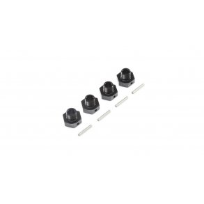 20mm Wheel Hexes and Pins Black (4): Super Baja Rey