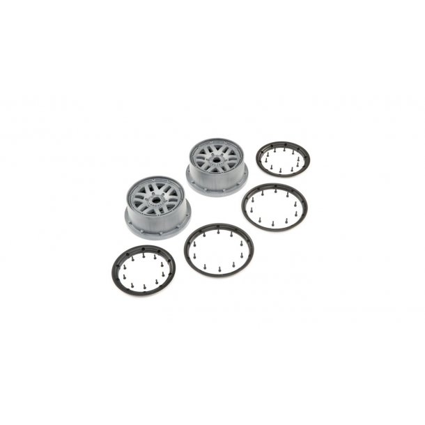 Wheel and Beadlock Set, Grey (2): 5ive-T 2.0