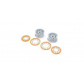 Beadlock Wheels, Silver/Orange (2): DBXL-E 2.0