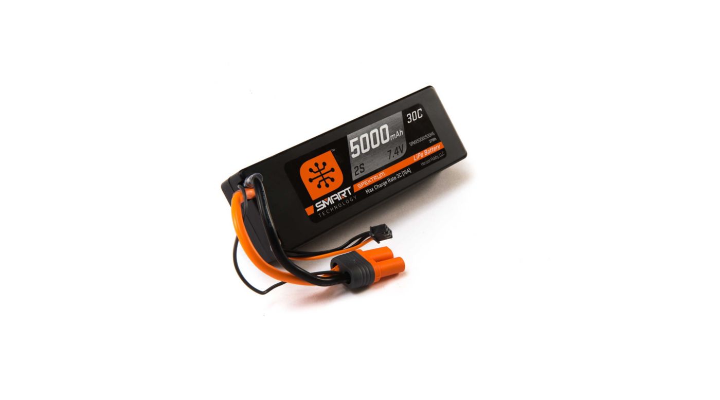 Batería Spektrum Smart 7,4V 5000mAh 2S 100C Con Conector IC5, Carga Inteligente Y Memoria Integrada