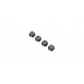 Black Aluminum Flanged Locknut, M4 x 0.7mm x 7mm (4)