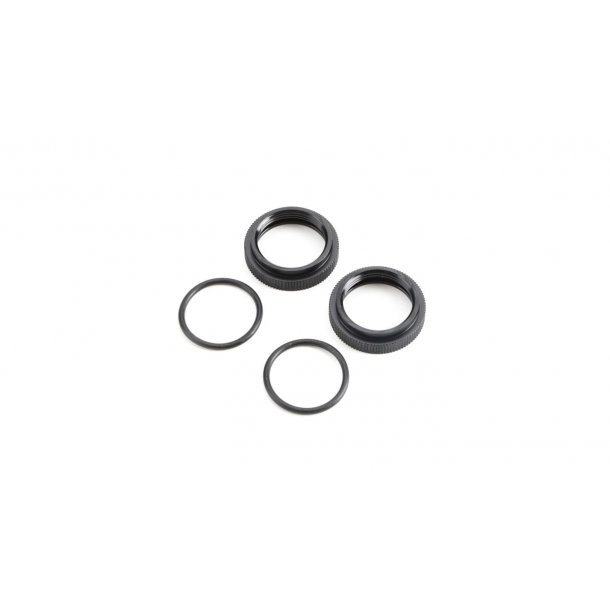 Shock Adjuster Nut with O-ring, Aluminum Black (2): 5B, 5T, MINI WRC