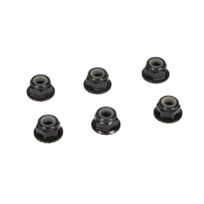 4mm Aluminum Serrated Lock Nuts, Black (6)