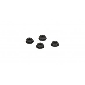 M4 Aluminum Serrated Nuts, Low Profile, Black (4)