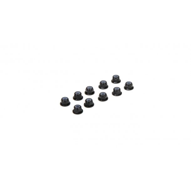 M3 Flanged Aluminum Lock Nuts, Black (10)